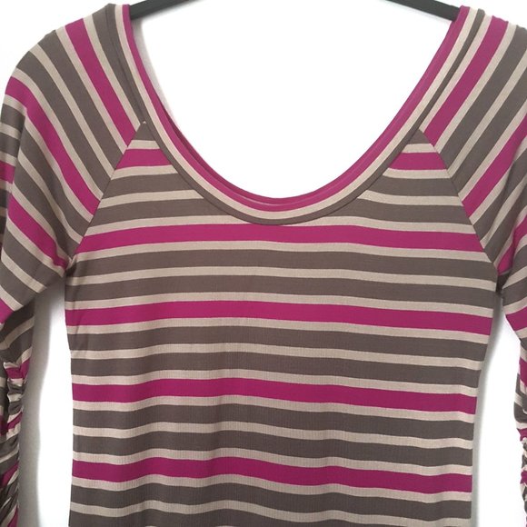 Old Navy Pink/Cream/Tan Striped Scooped Top, S - Picture 3 of 7
